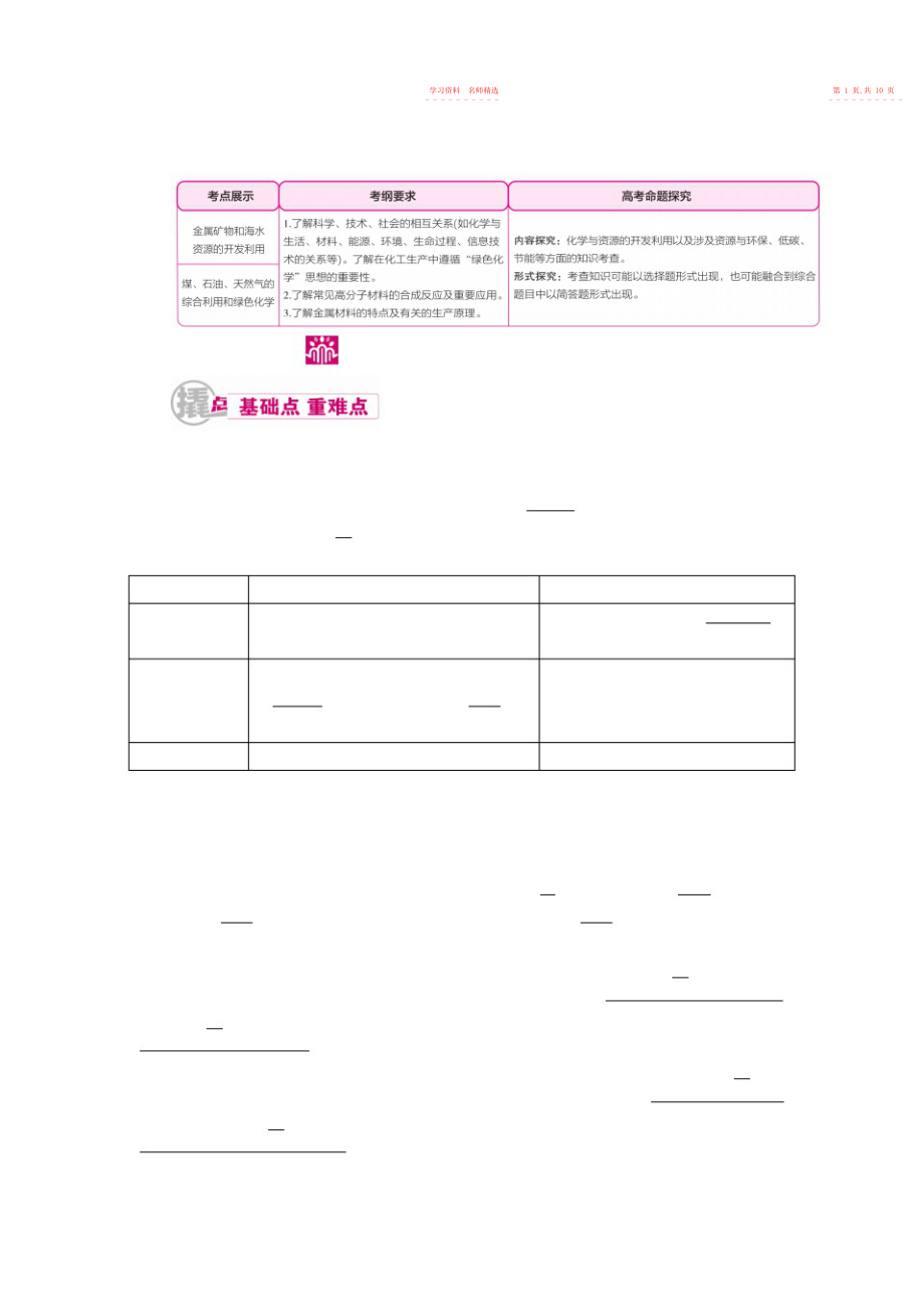 2022年高中化学高考总复习专项突破《化学与自然资源的开发利用》重点考点名师归纳汇编含解析.docx_第2页