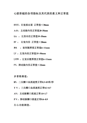 医学专题一心脏彩超的各项指标及其代表的意义和正常值.doc