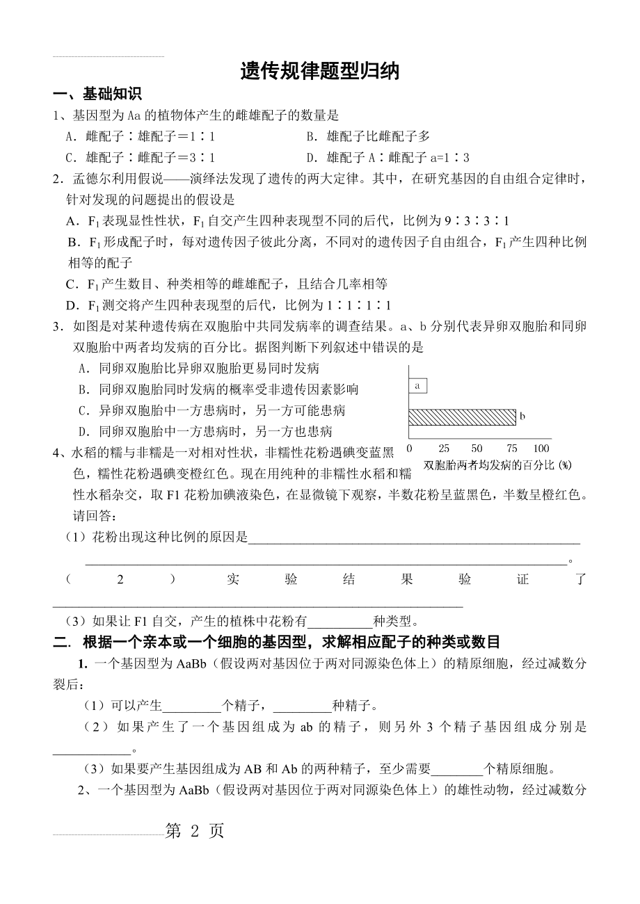 遗传规律题型归纳09466(15页).doc_第2页