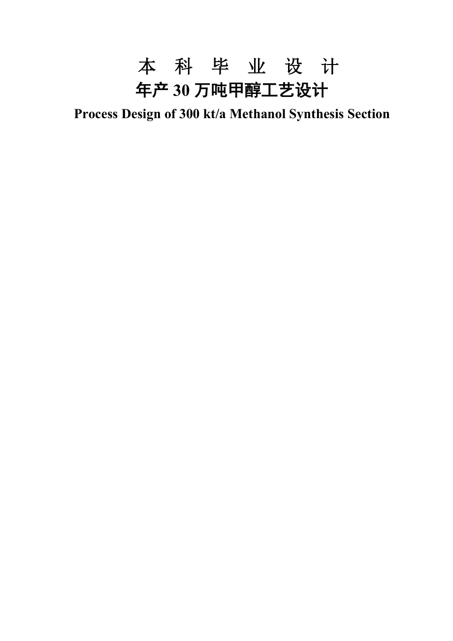 年产30万吨甲醇工艺设计毕业论文(39页).doc_第2页