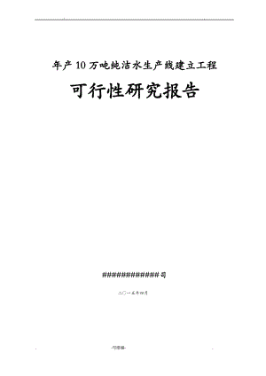 年产10万吨纯净水生产线建设项目可行性研究报告.pdf