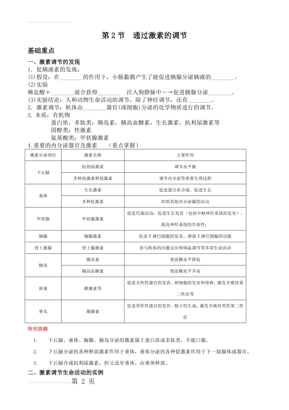 通过激素的调节知识点汇总(4页).doc_第2页