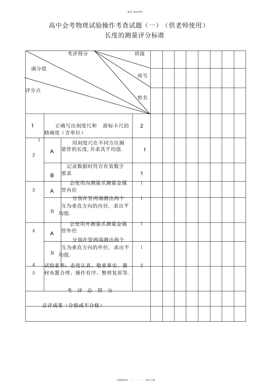 2022年高中会考物理实验操作考查试题 2.docx_第2页