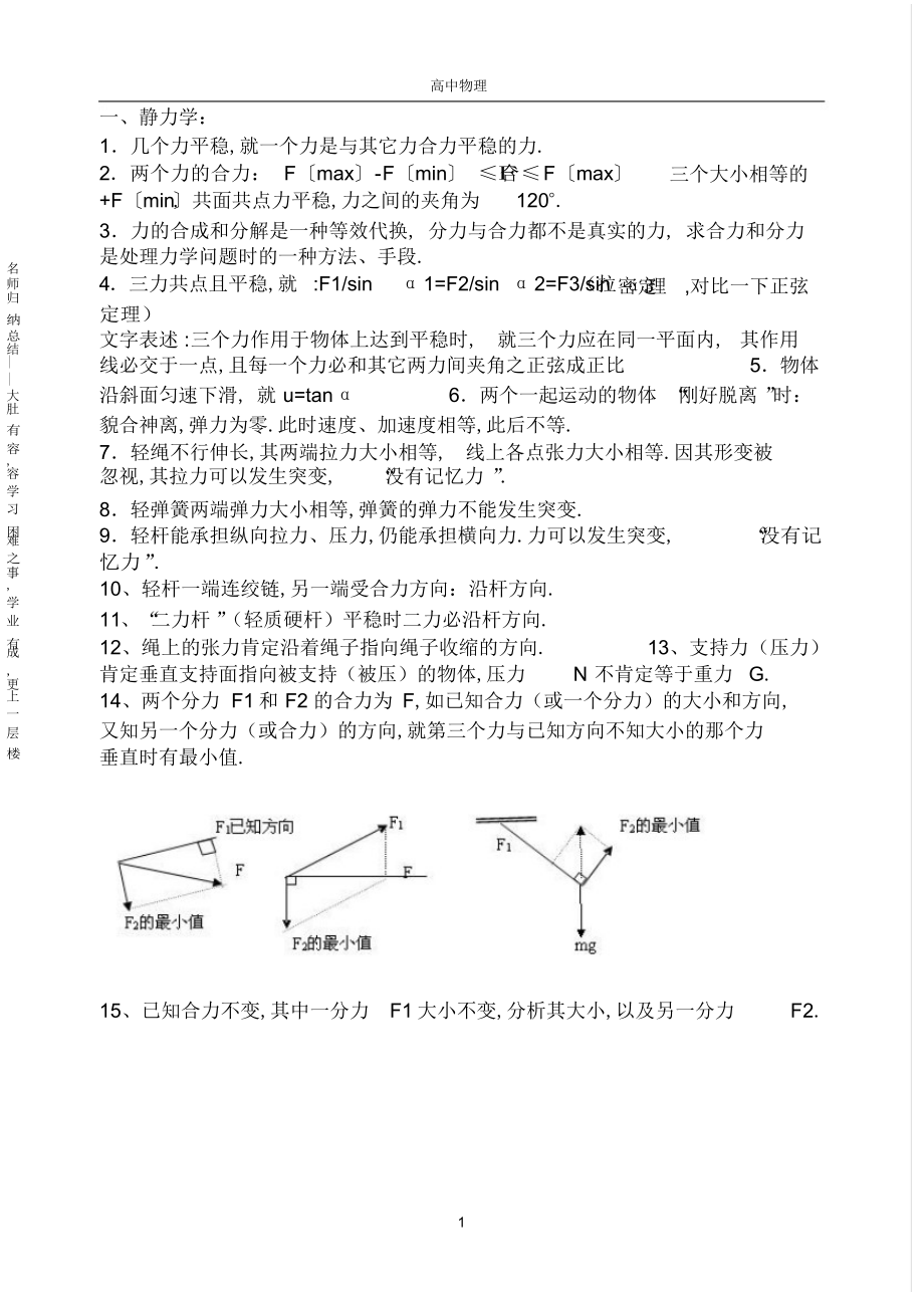 2022年高中物理知识点总结和常用解题方法 .docx_第1页