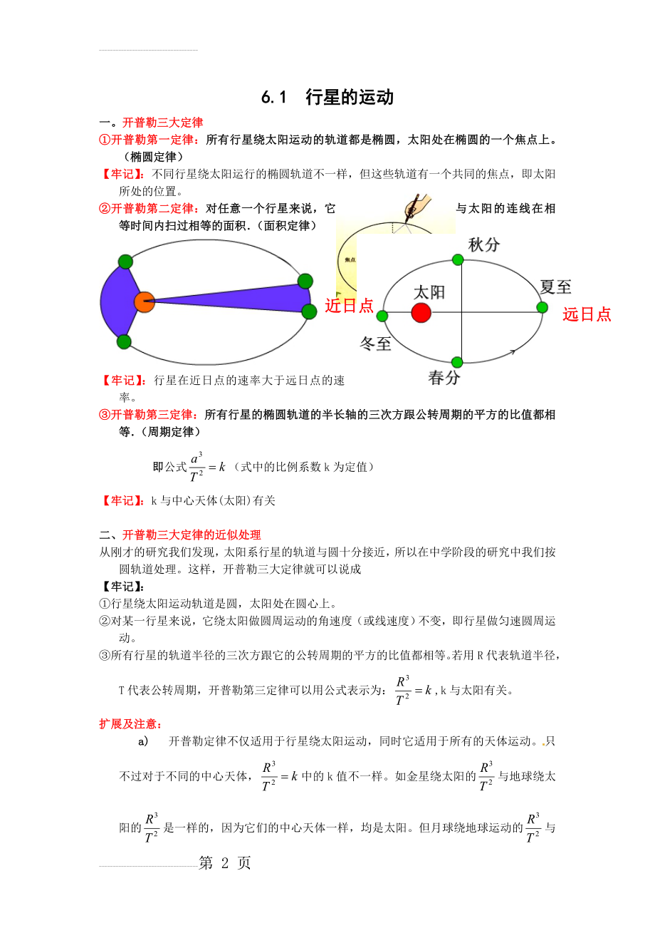 行星的运动知识点(3页).doc_第2页