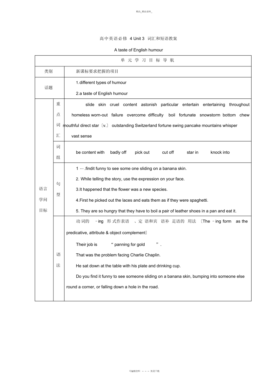 2022年高中英语必修--词汇和短语教案 .docx_第1页