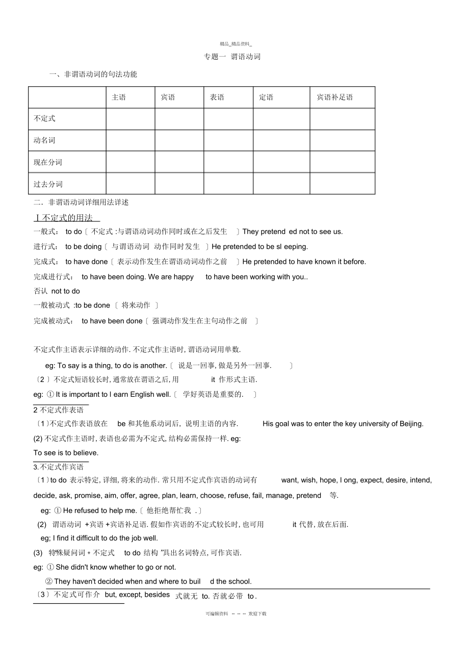 2022年高中英语非谓语动词学案 .docx_第1页