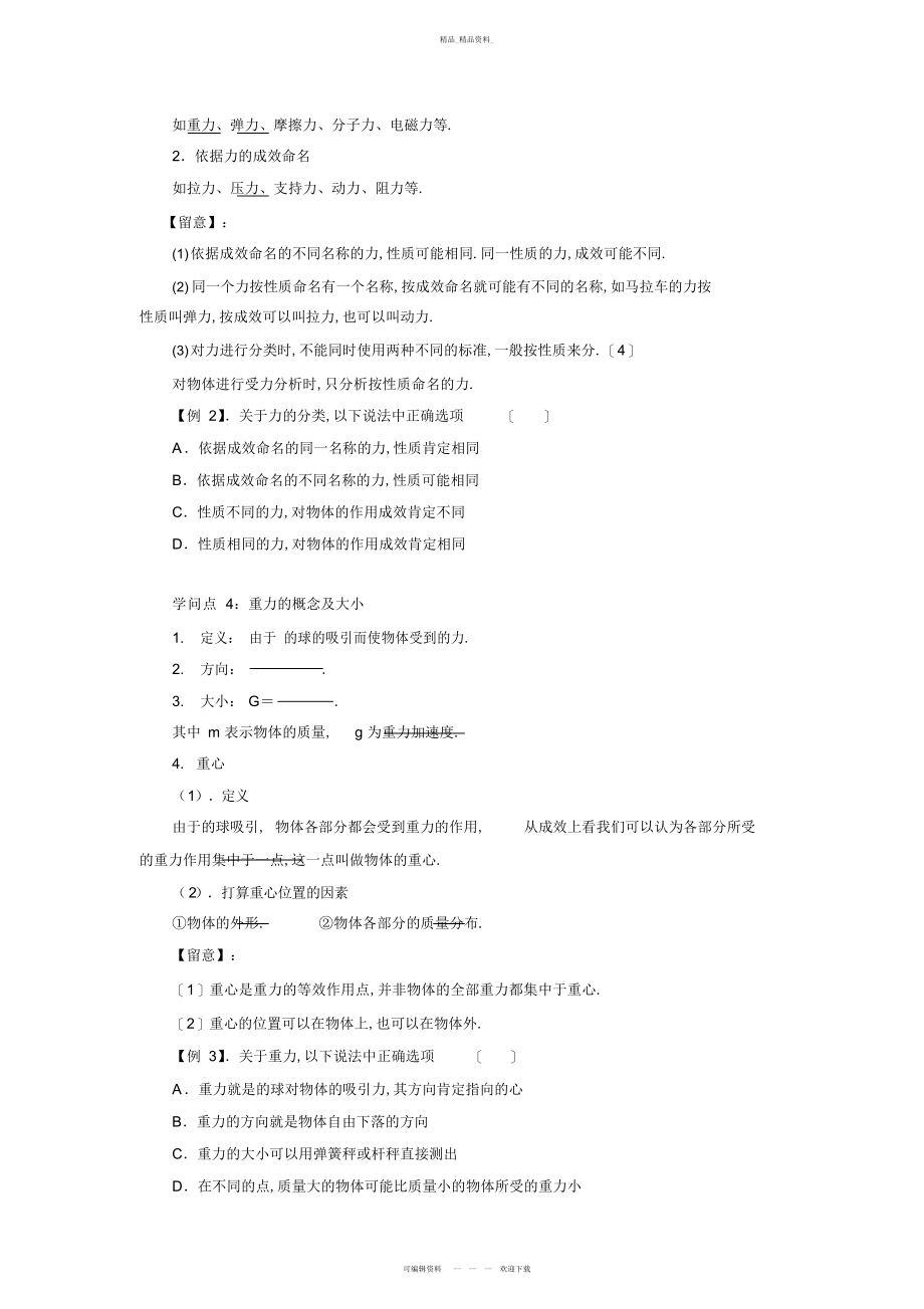 2022年高中物理必修一-相互作用知识点题型完美总结 .docx_第2页