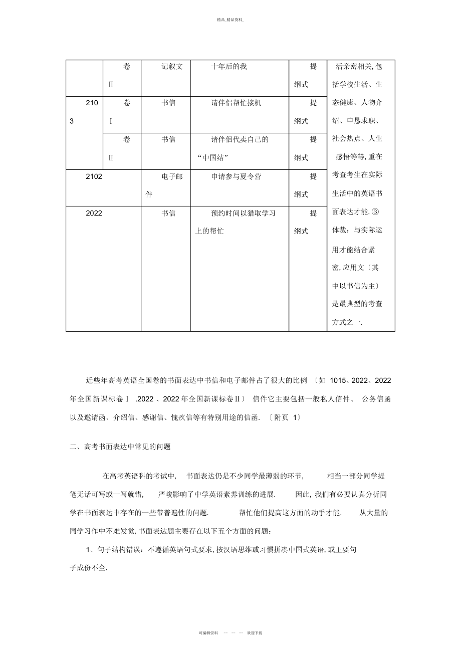 2022年高考英语书面表达题型分析与备考策略 .docx_第2页