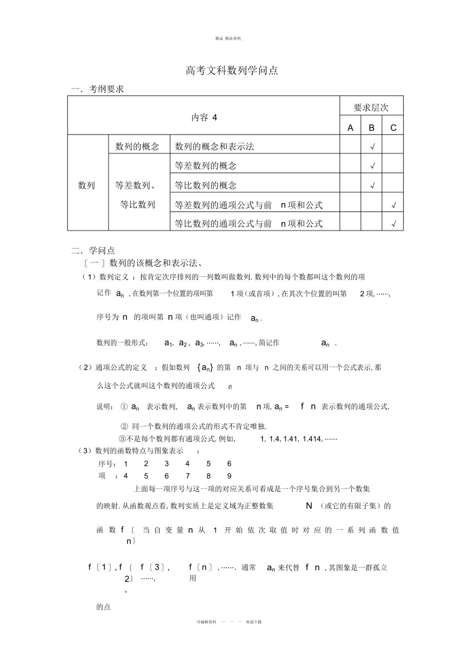 2022年高考文科数列知识点总结 2.docx_第1页