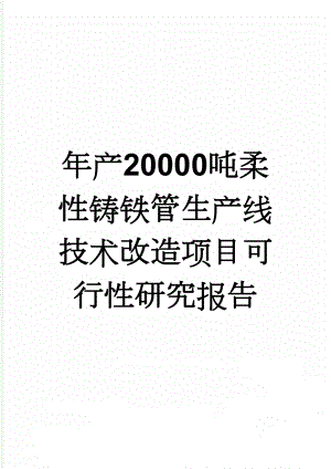 年产20000吨柔性铸铁管生产线技术改造项目可行性研究报告(50页).doc