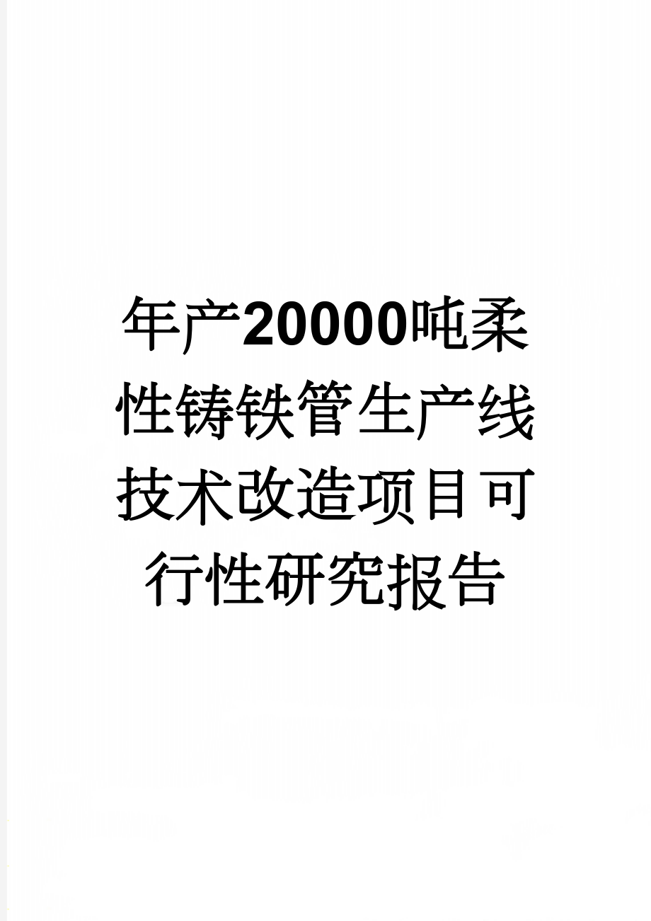 年产20000吨柔性铸铁管生产线技术改造项目可行性研究报告(50页).doc_第1页