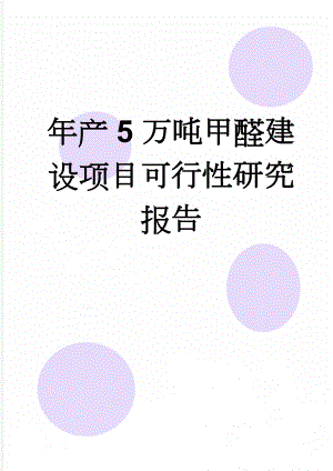 年产5万吨甲醛建设项目可行性研究报告(60页).doc