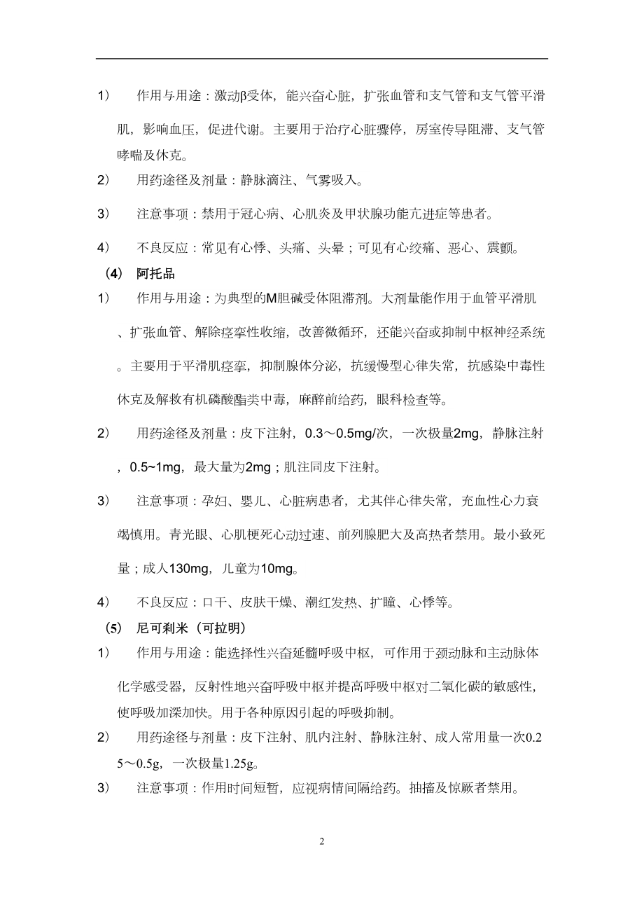 医学专题一常用急救药品及用途.docx_第2页