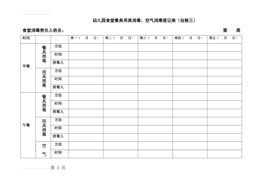 幼儿园食堂餐具用具消毒、空气消毒登记表(台账三)(3页).doc_第2页