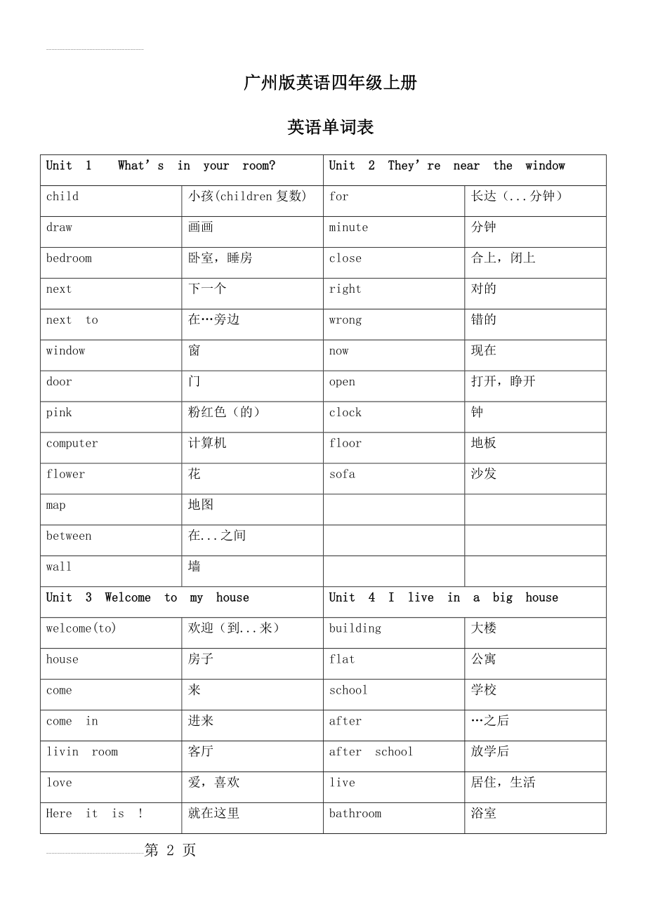 广州版英语四年级上册单词表(6页).doc_第2页