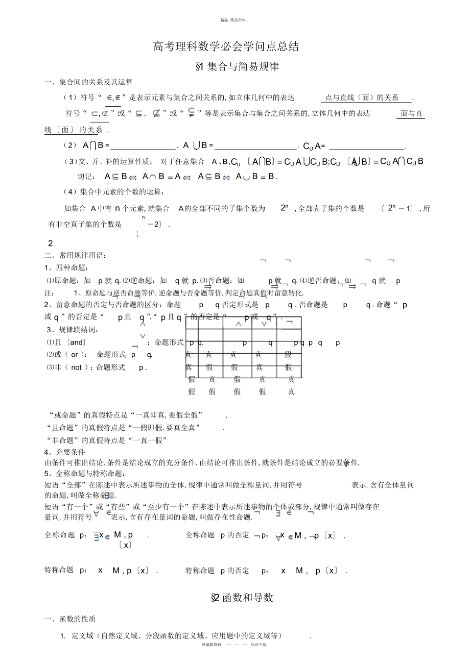 2022年高考理科数学必会知识点总结.docx_第1页