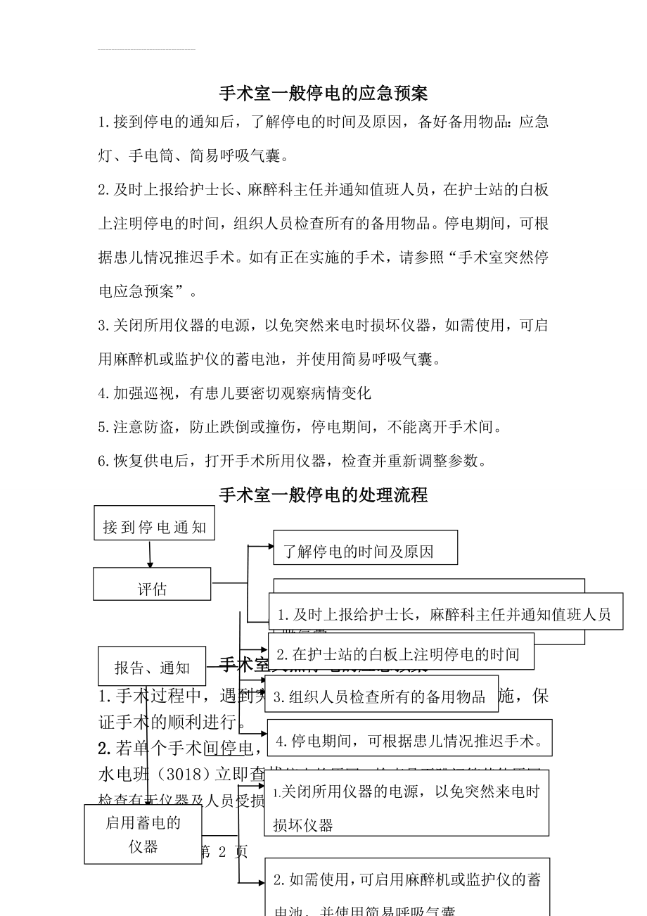 手术室一般停电的应急预案及流程(4页).doc_第2页