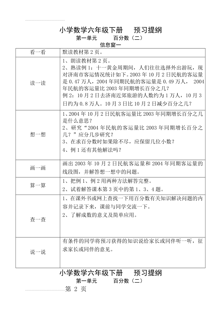 青岛版数学六年级下册预习提纲(18页).doc_第2页