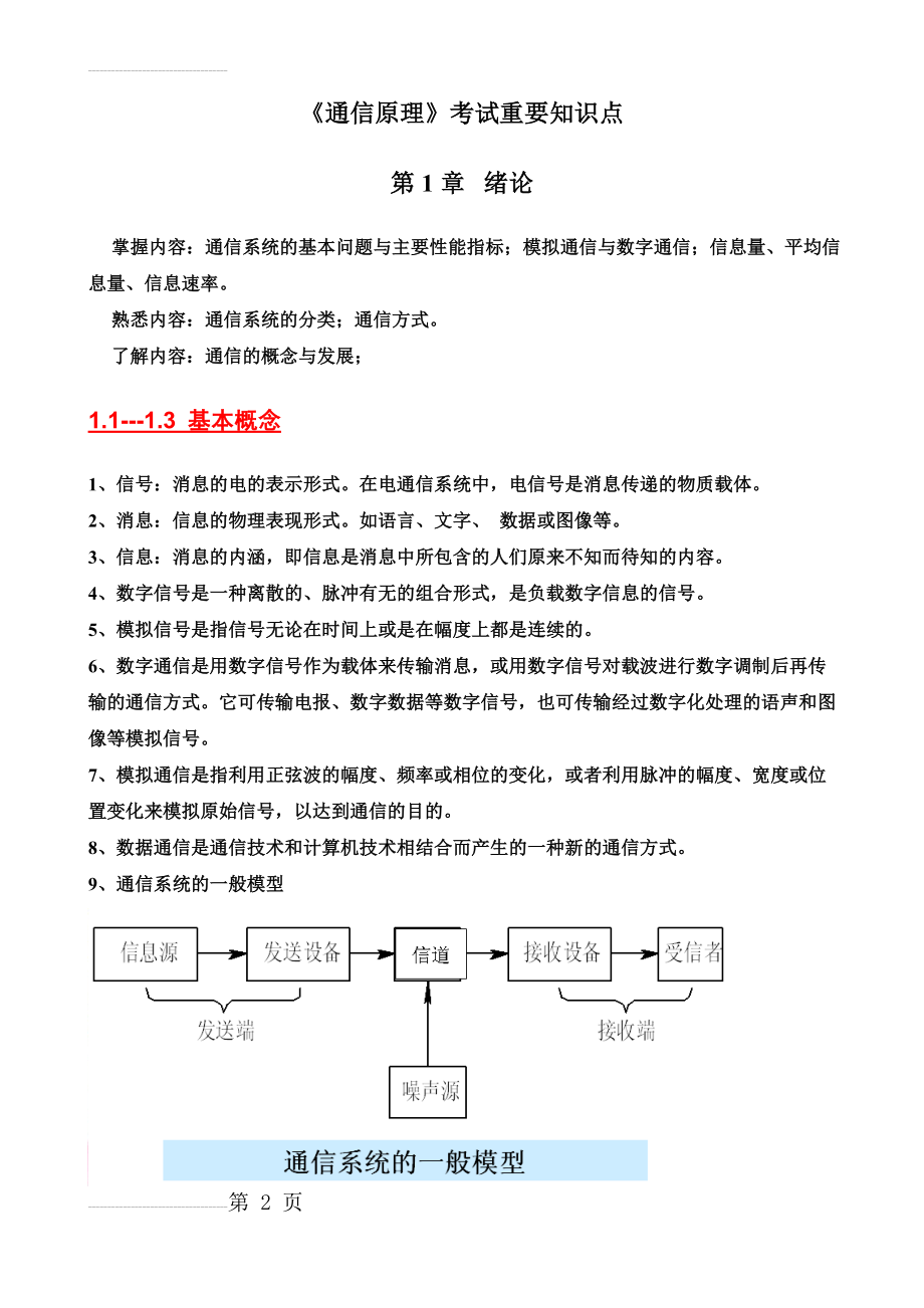 通信原理期末考试复习重点总结(完整版)(34页).doc_第2页