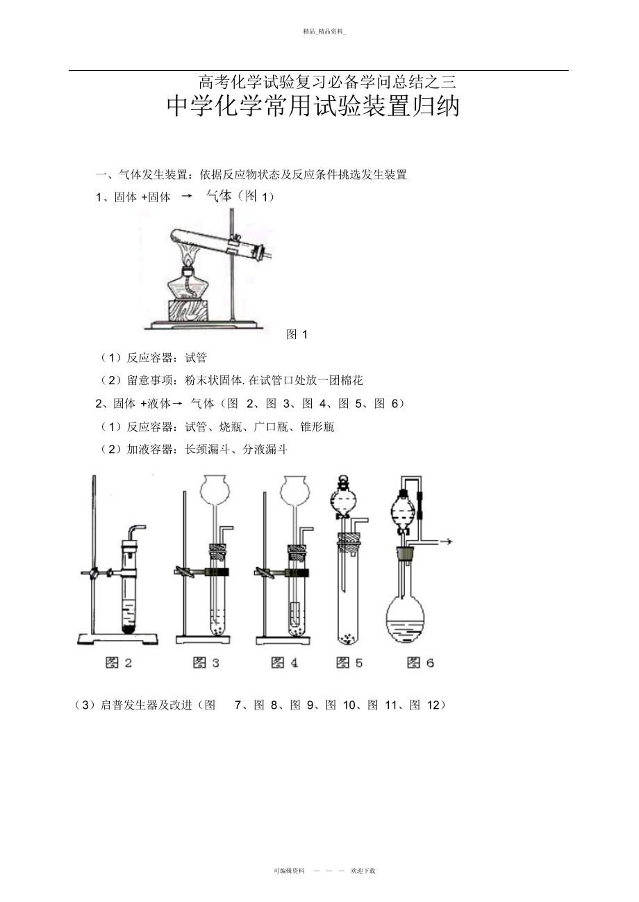 2022年高考化学实验复习必备知识总结之三中学化学常用实验装置归纳.docx_第1页