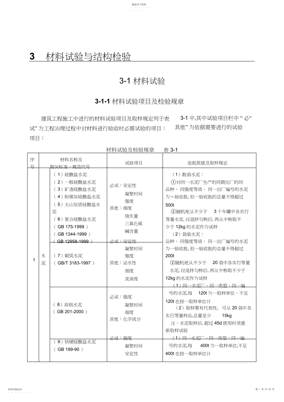 2022年材料试验项目及检验规则讲义 .docx_第1页