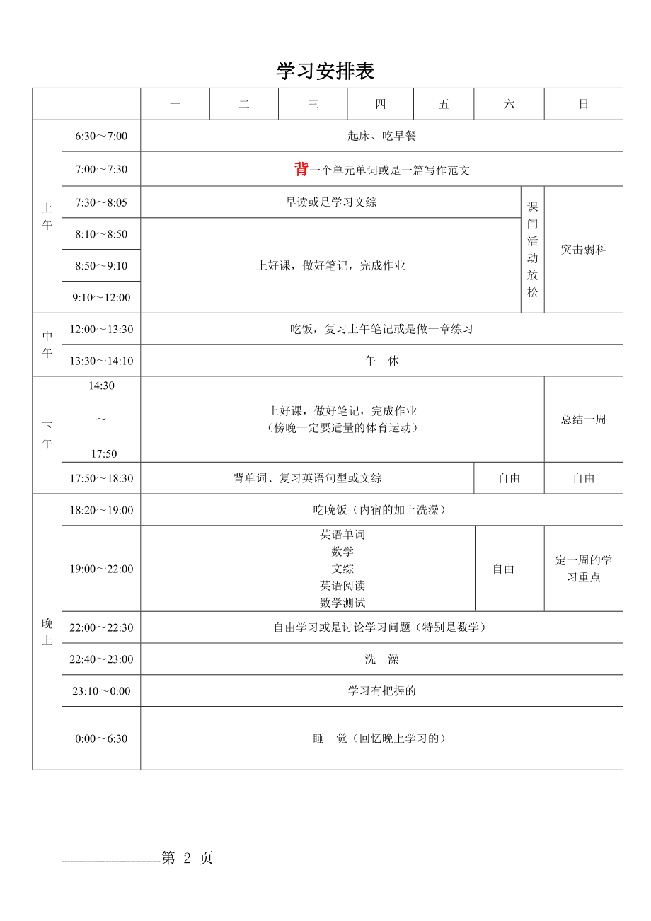 高三文科生,比较合理的学习时间安排表(2页).doc_第2页