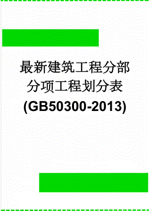 最新建筑工程分部分项工程划分表(GB50300-2013)(6页).doc