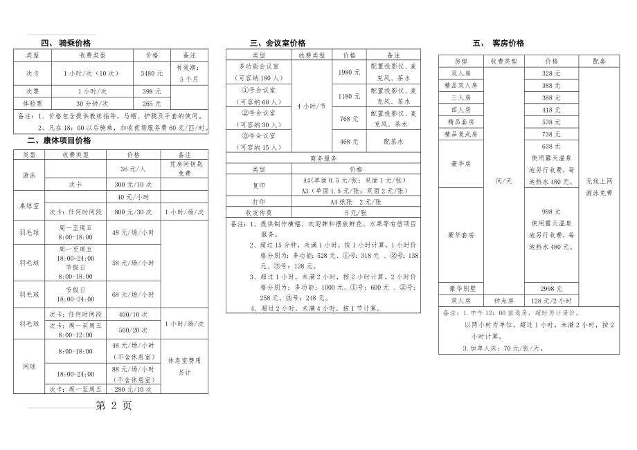 马术俱乐部价目表(4页).doc_第2页