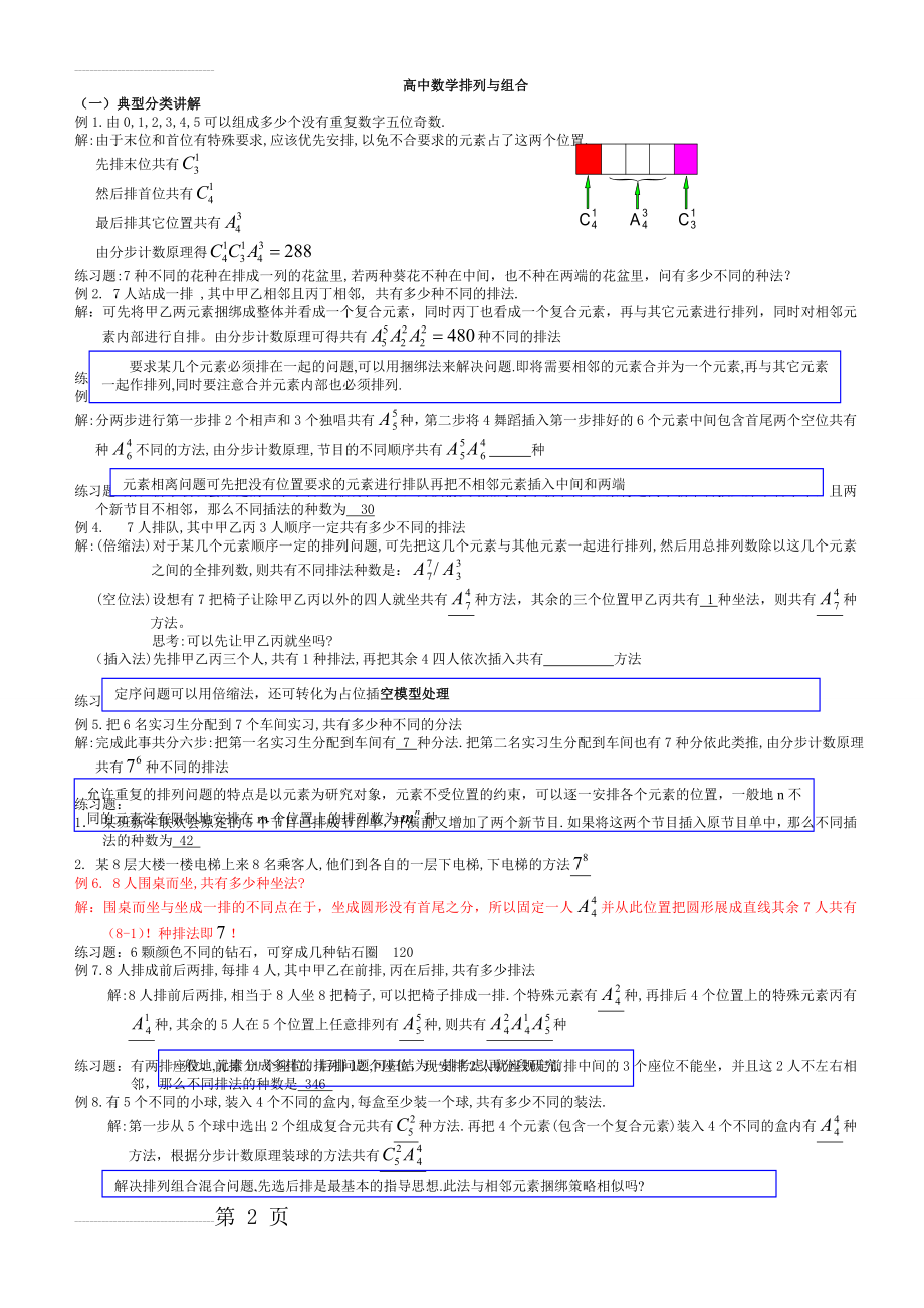 高中数学排列组合经典题型全面总结版(22页).doc_第2页