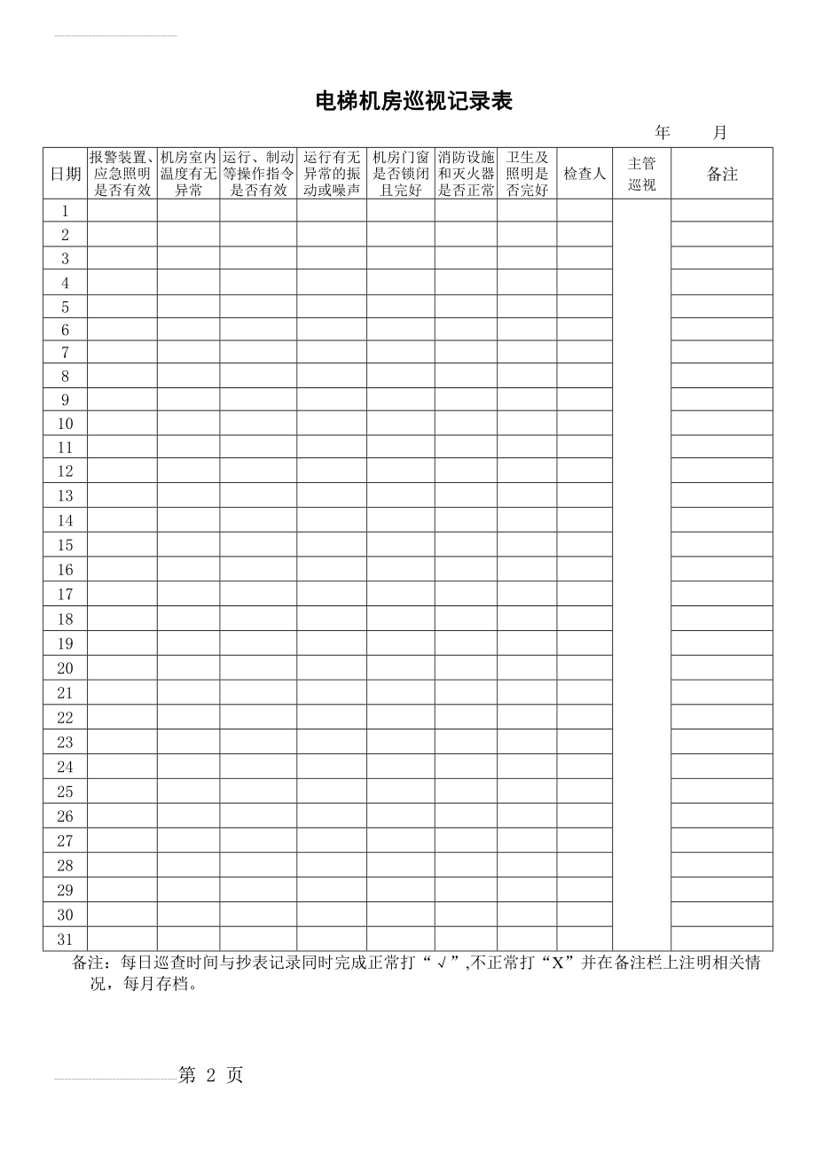 电梯机房巡视记录表(2页).doc_第2页