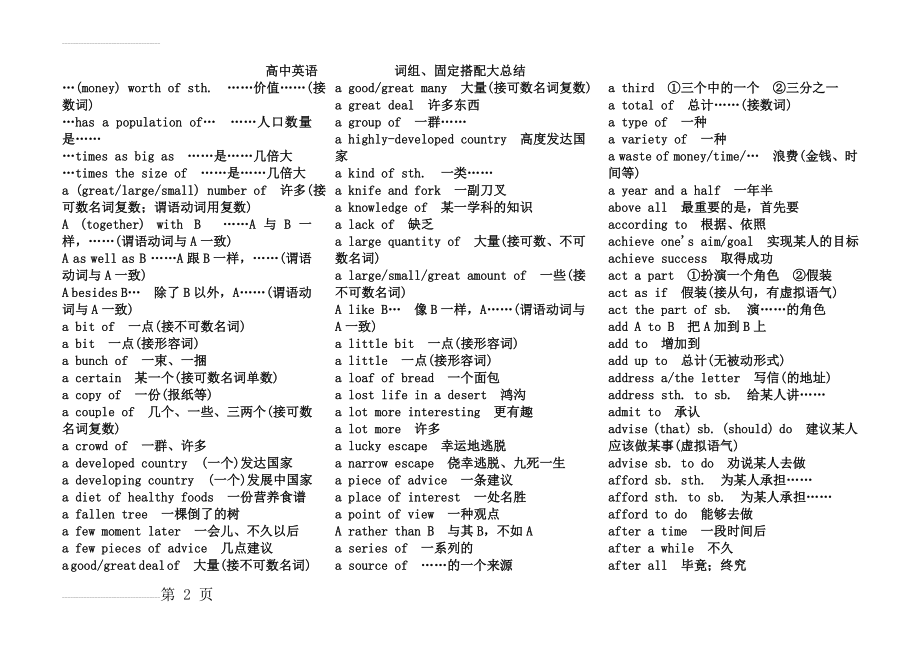 高中英语词组、固定搭配大总结73073(25页).doc_第2页