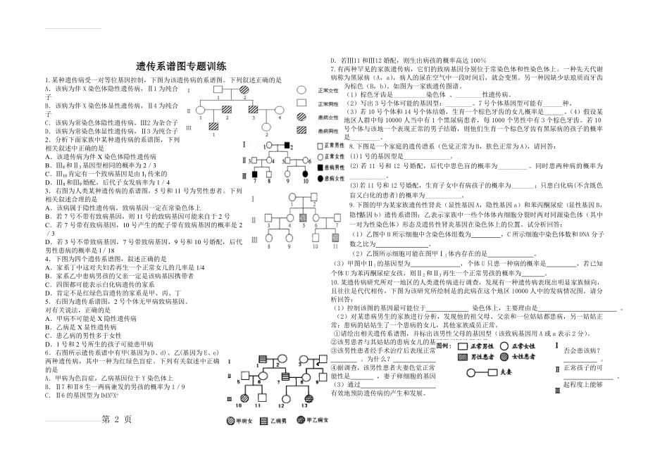 高中生物遗传系谱图专题训练(4页).doc_第2页