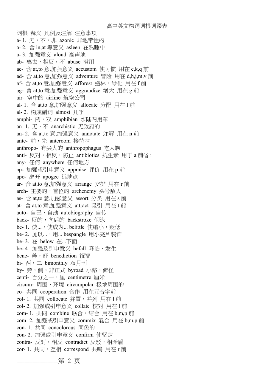 高中英语词根词缀表(10页).doc_第2页