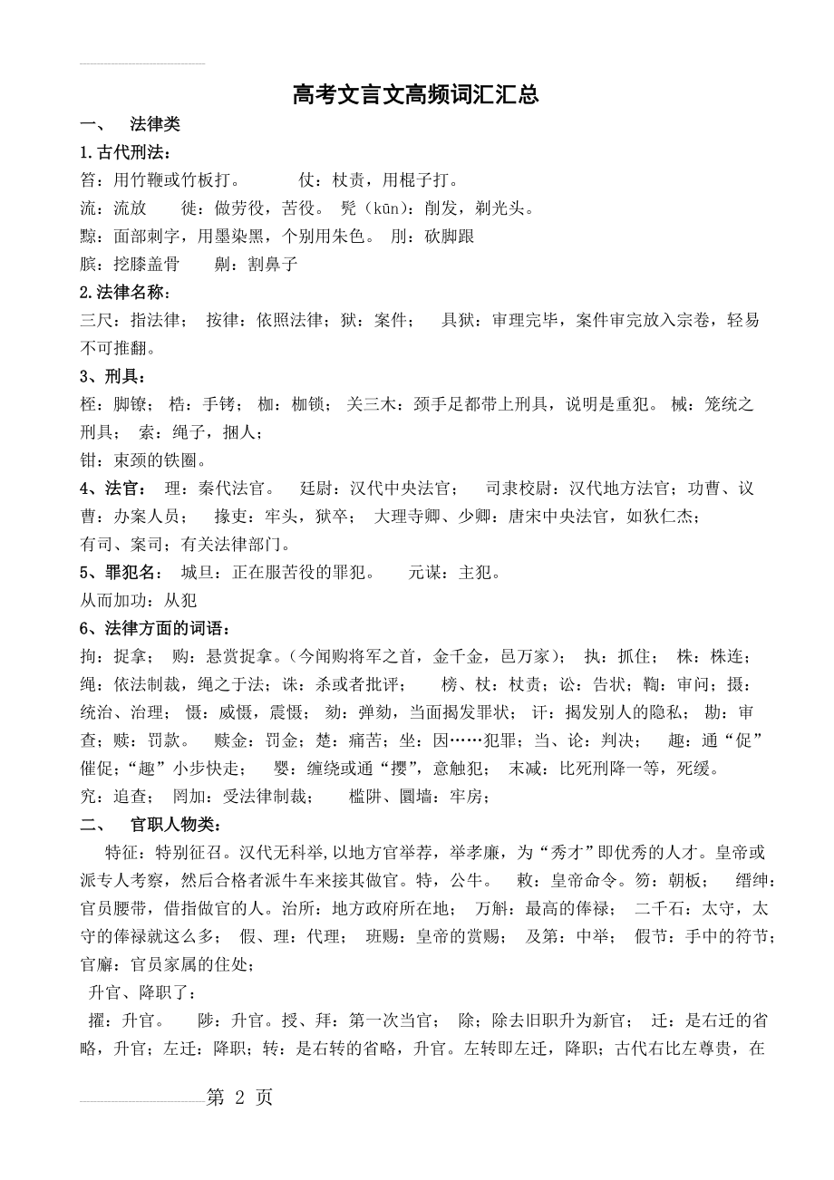 高考文言文高频词汇汇总(10页).doc_第2页