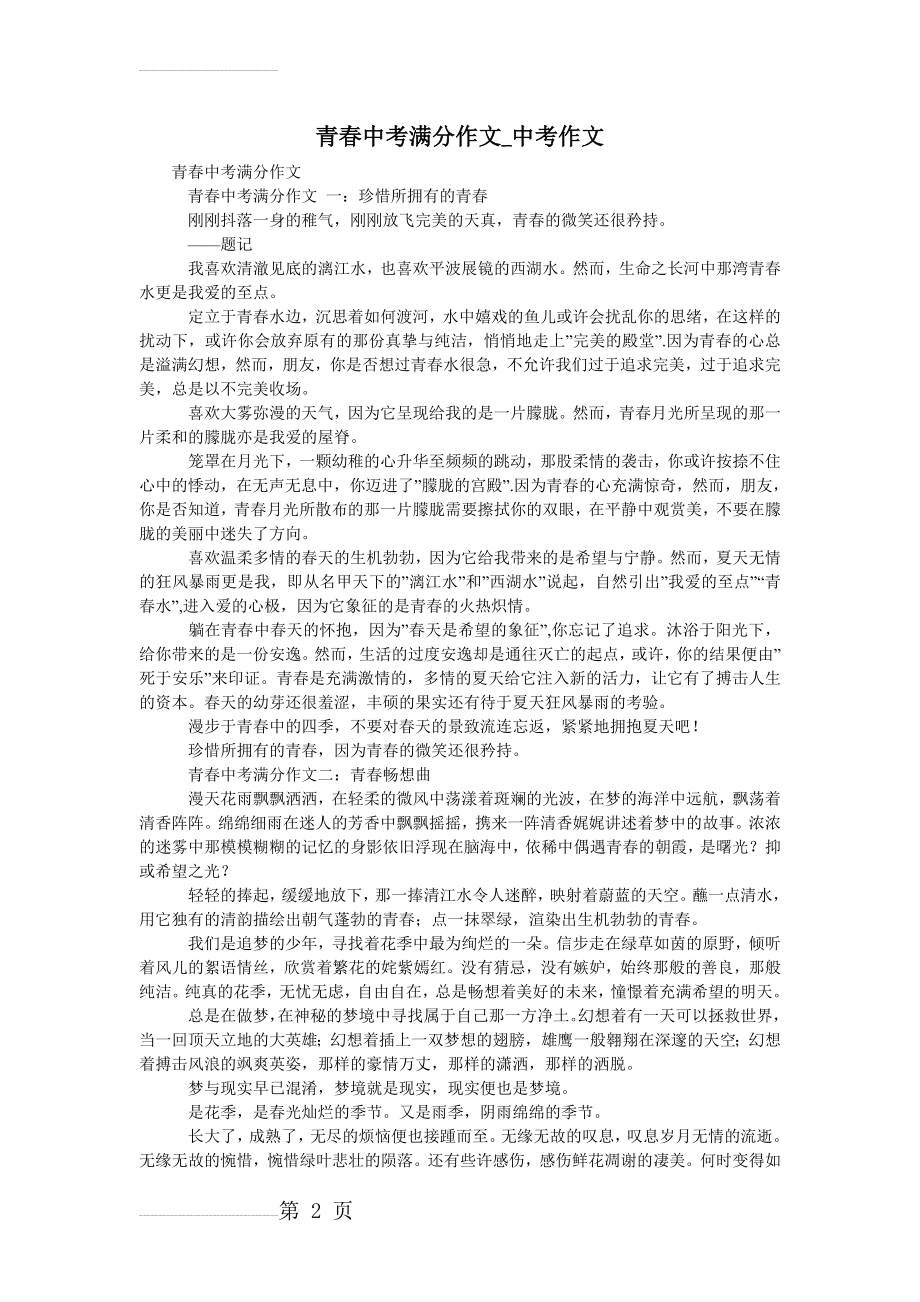 青春中考满分作文_中考作文(14页).doc_第2页