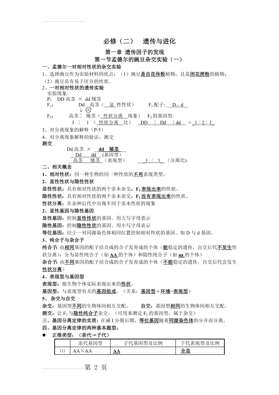 生物必修二学考知识点汇总(10页).doc_第2页