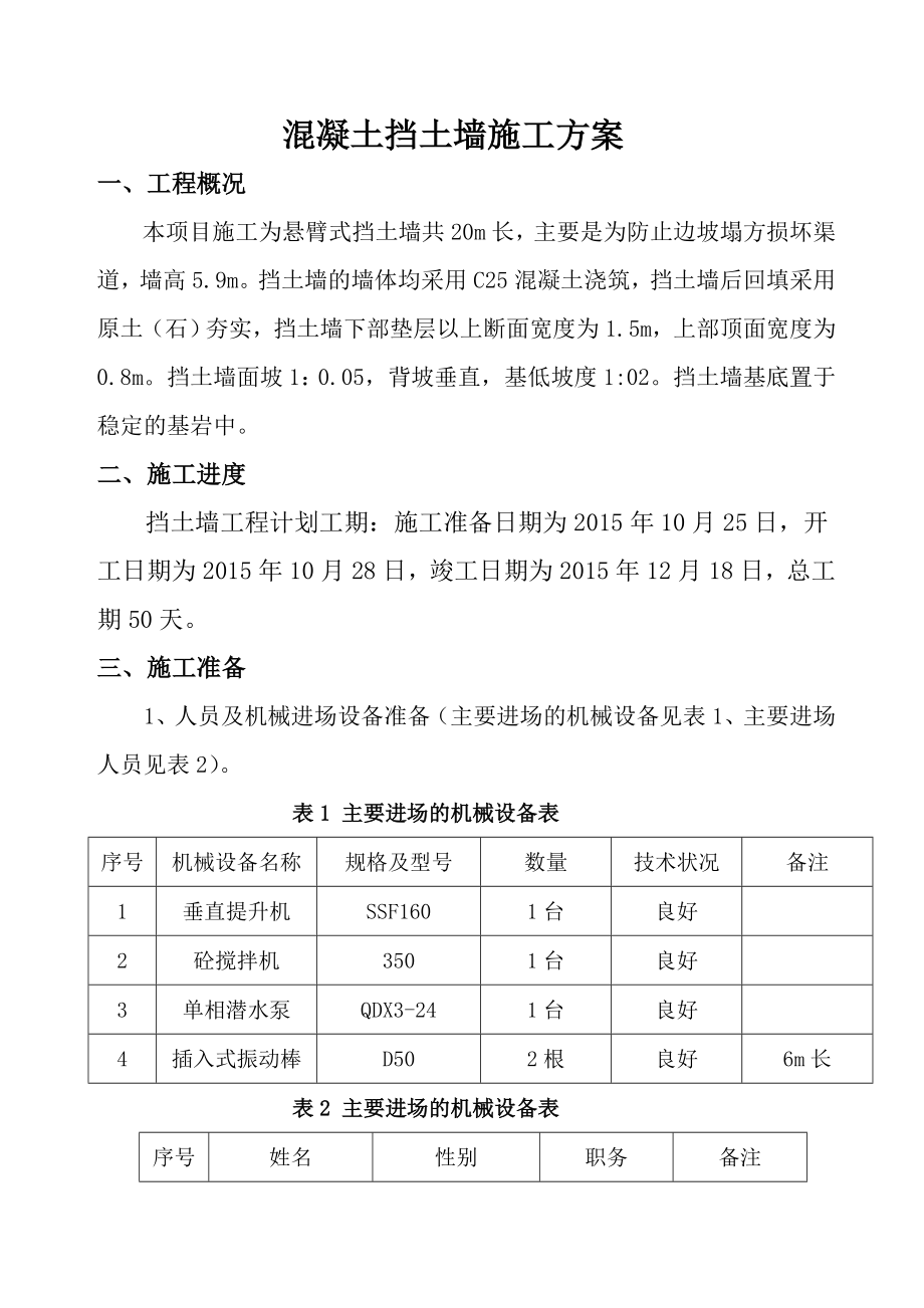 混凝土挡土墙施工方案57945(9页).doc_第2页