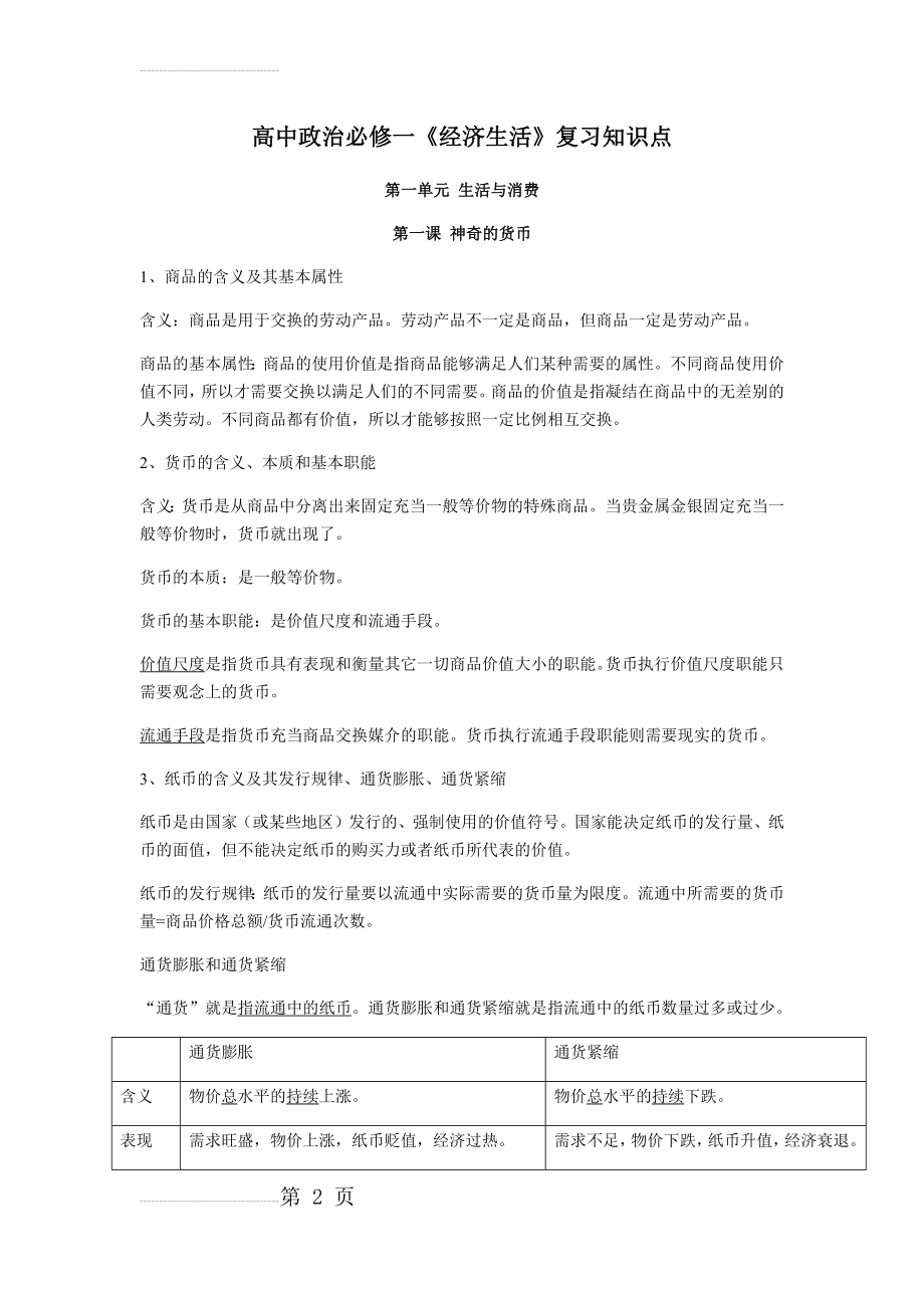 高中政治必修一经济生活知识点总结(23页).doc_第2页