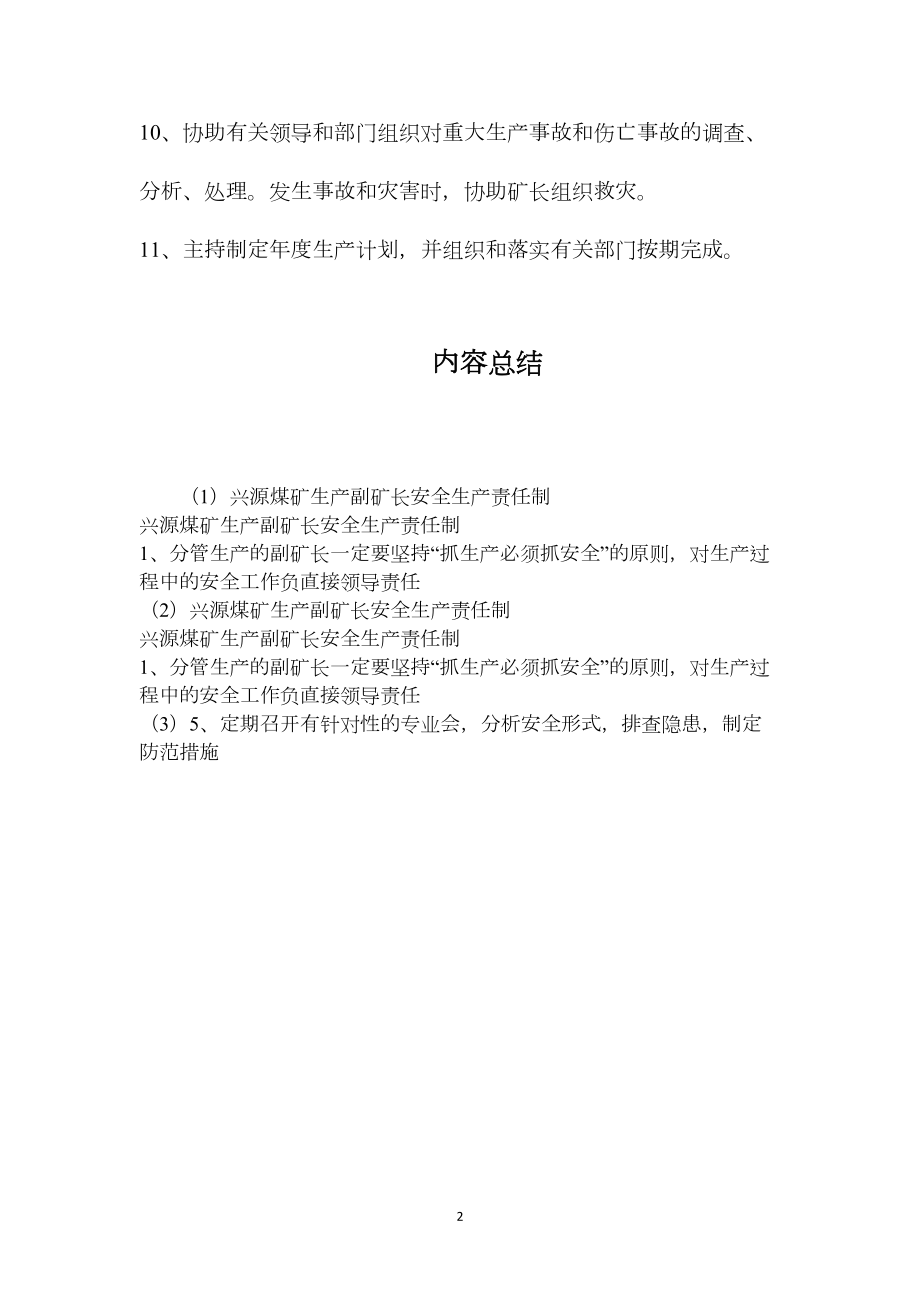 兴源煤矿生产副矿长安全生产责任制.docx_第2页