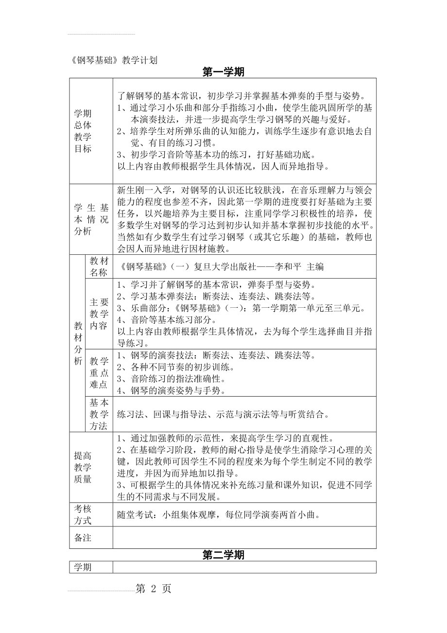 钢琴基础教学计划(4页).doc_第2页