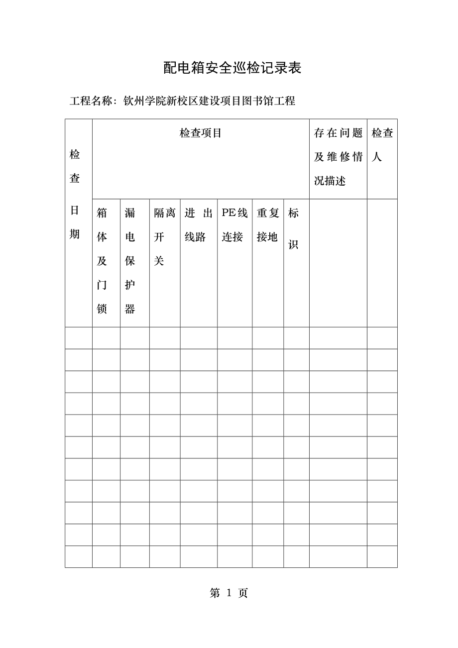 配电箱安全巡检记录表.doc_第1页