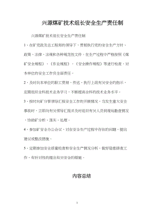 兴源煤矿技术组长安全生产责任制.docx