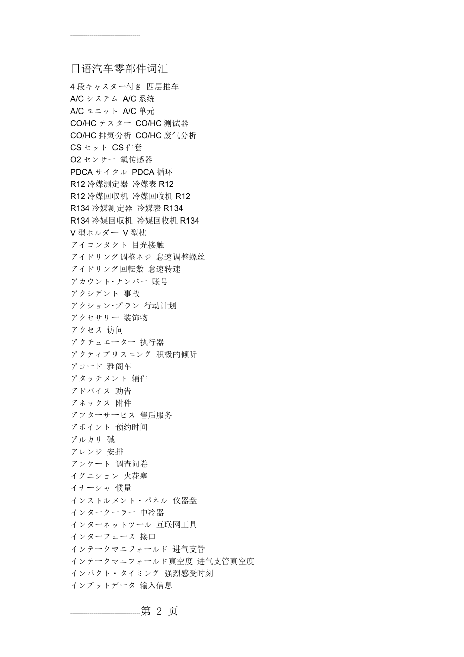 日语汽车零部件词汇(15页).doc_第2页