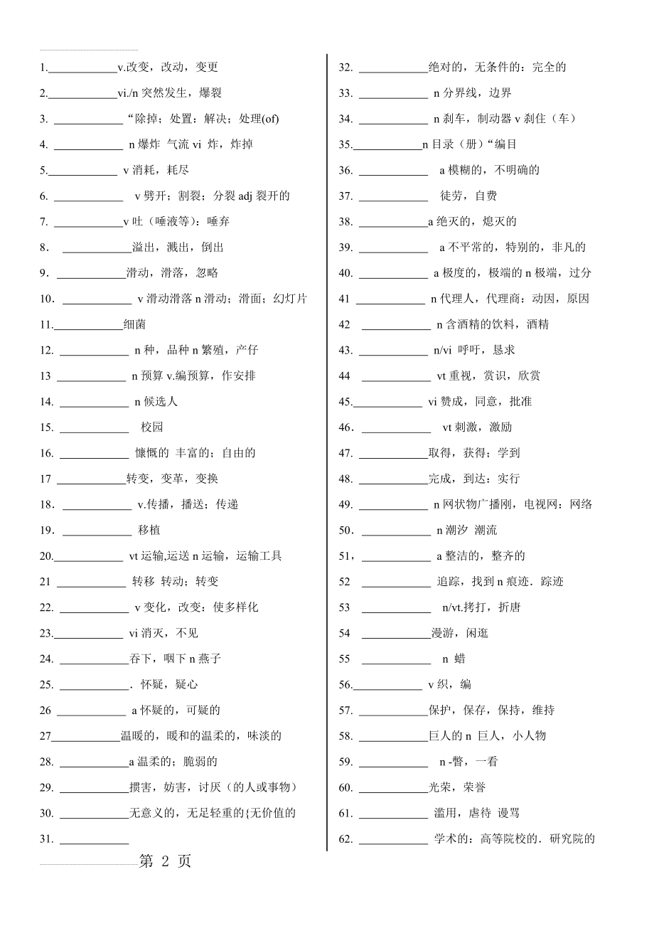 高考英语通关必备词汇(默写)(13页).doc_第2页