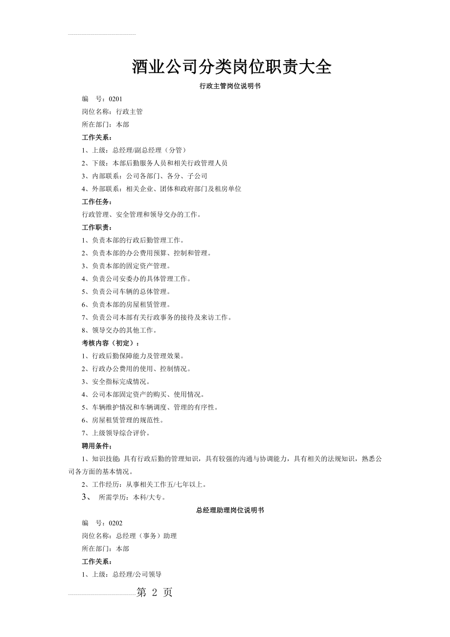 酒业公司岗位职责分类大全(30页).doc_第2页