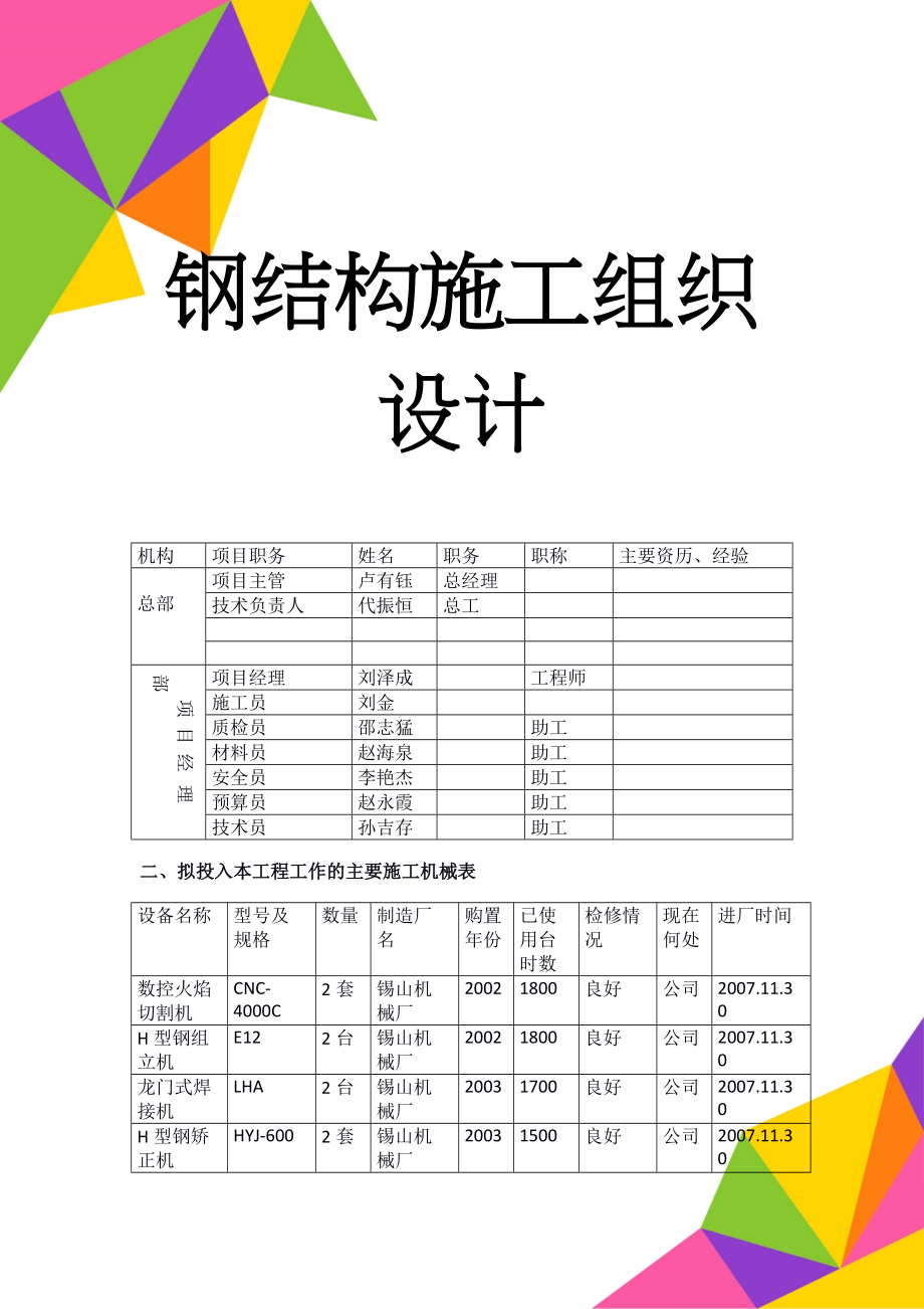 钢结构施工组织设计(46页).doc_第1页