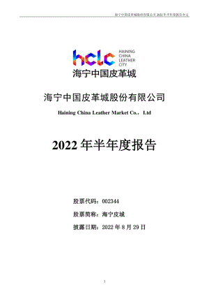 海宁皮城：2022年半年度报告.PDF