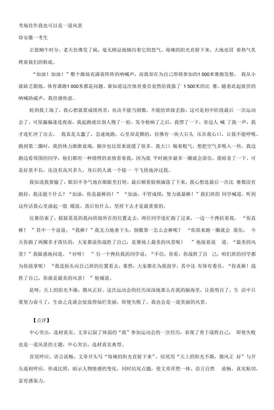 6安徽卷我们可以不美丽【2020中考作文真题解析+满分作文6篇点评】.docx_第2页