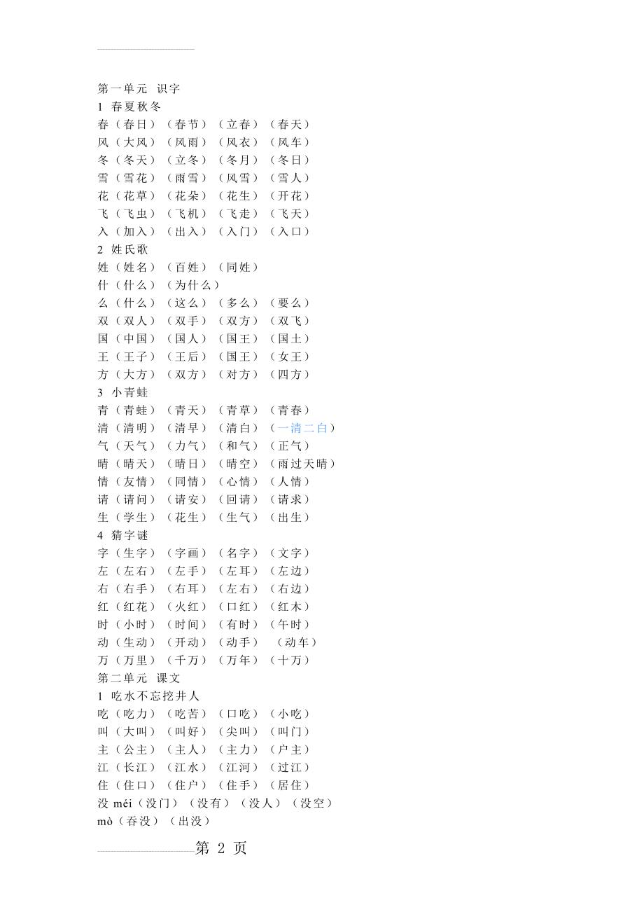 部编版一年级下册识字表组词(8页).doc_第2页